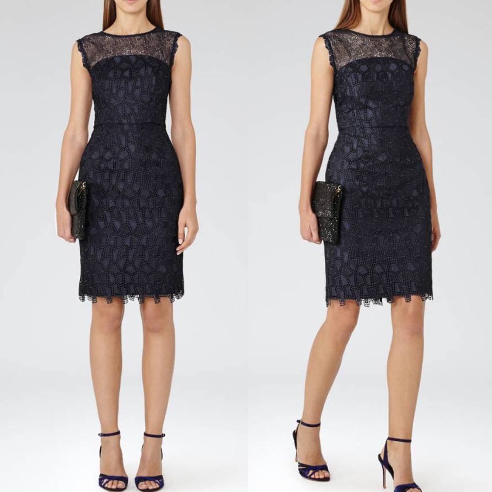 Reiss Kirsty Mixed Lace Dress